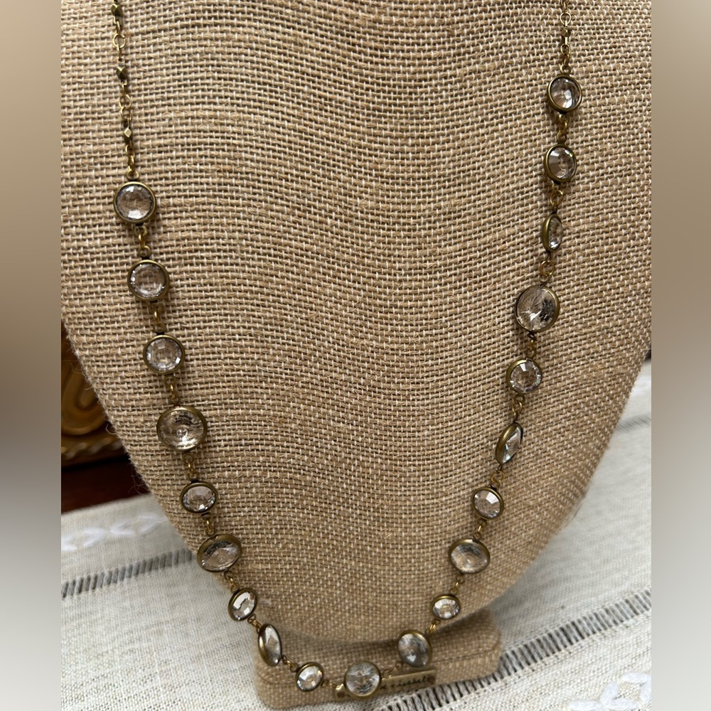 Anne Koplik 14” crystal/ gold tone necklace